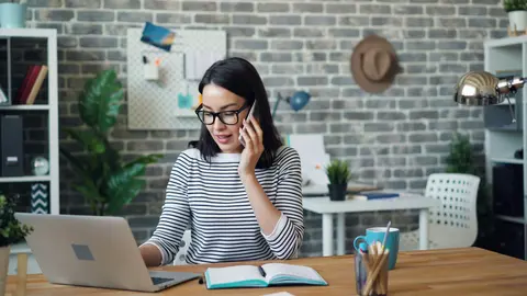 Woman working on laptop